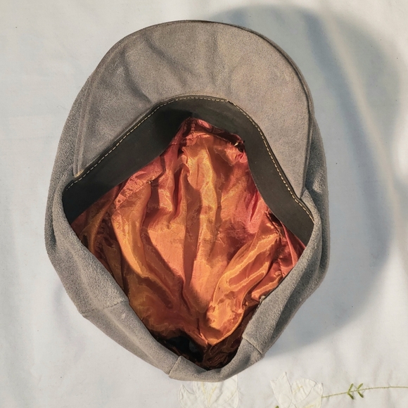 Vintage grey gatsby suede newsboy hat 54 Cm - Picture 3 of 3